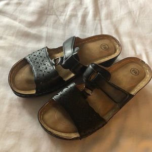 Black slide on sandals Size 8W